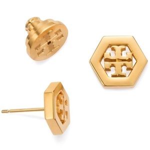 Tory Burch Hex Logo Stud Earrings